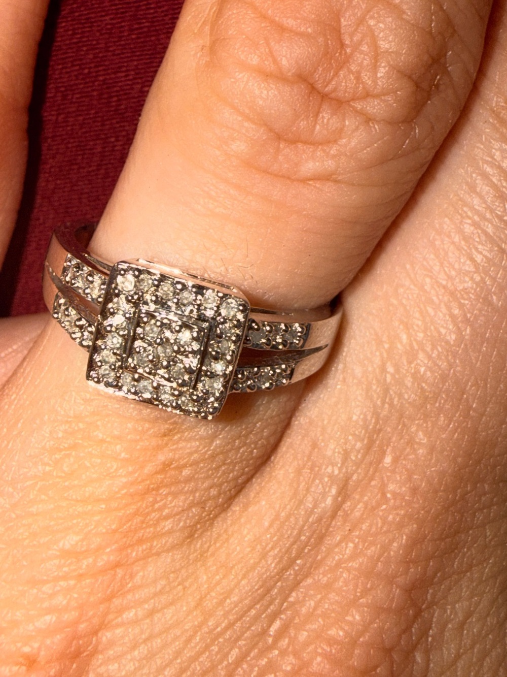 Vintage Square Halo Diamond Ring - Sz7 - Picture 12 of 17